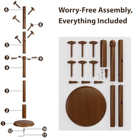 Taitiy Solid Wood Coat Rack Freestanding Coat Tree - Image 4