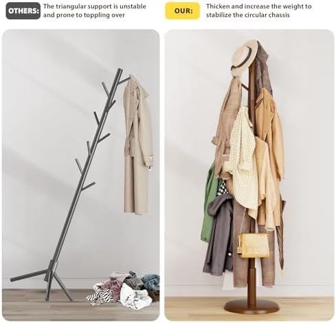 Taitiy Solid Wood Coat Rack Freestanding Coat Tree - Image 5
