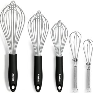 Anaeat Stainless Steel Kitchen Whisk Set of 5