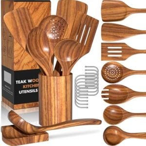 Natural Teak Kitchen Cooking Utensil Set