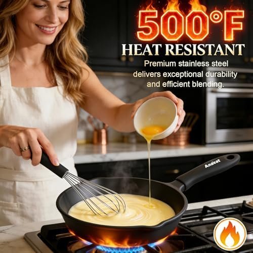 Anaeat Stainless Steel Kitchen Whisk Set of 5 - Image 3