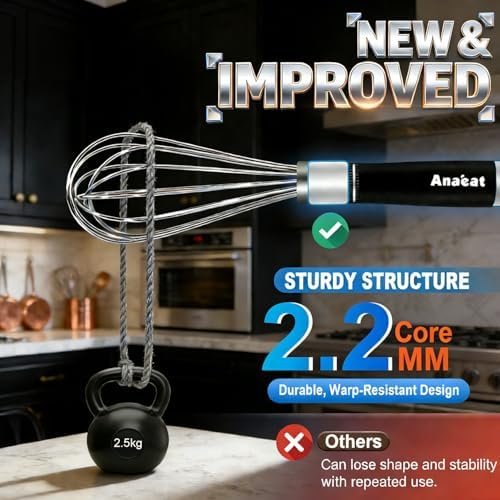 Anaeat Stainless Steel Kitchen Whisk Set of 5 - Image 4