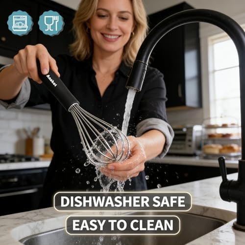 Anaeat Stainless Steel Kitchen Whisk Set of 5 - Image 7